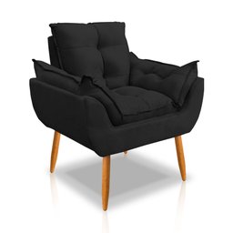 Poltrona Opala Decorativa Sala e Escritório Preto - 3