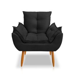 Poltrona Opala Decorativa Sala e Escritório Preto - 2