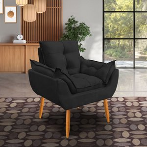 Poltrona Opala Decorativa Sala e Escritório Preto