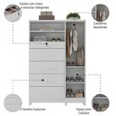 Ver imagem 4 de Cômoda com Sapateira e Cabideiro Multiuso 5 Gavetas 1 Porta Imperial Zanzini Branco
