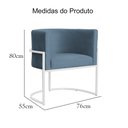 Ver imagem 6 de Poltrona Luana Linho Marinho Base Branca Sala Luxo - Fm