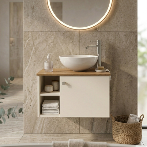 Gabinete de Banheiro com Porta Off White com Nature
