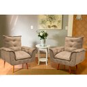 Ver imagem 2 de Kit 2 Poltrona Suede Cappuccino Cadeira Decorativa Opala Sala Recepção Pés Imbuia - Bela Decor