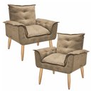 Ver imagem 1 de Kit 2 Poltrona Suede Cappuccino Cadeira Decorativa Opala Sala Recepção Pés Imbuia - Bela Decor