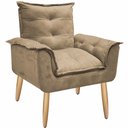 Ver imagem 3 de Kit 2 Poltrona Suede Cappuccino Cadeira Decorativa Opala Sala Recepção Pés Imbuia - Bela Decor