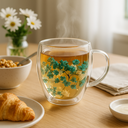 Ver imagem 3 de Caneca Xícara 350ml Chá Café Parede Dupla de Vidro com Flores Primavera Decorativas Presente:turques