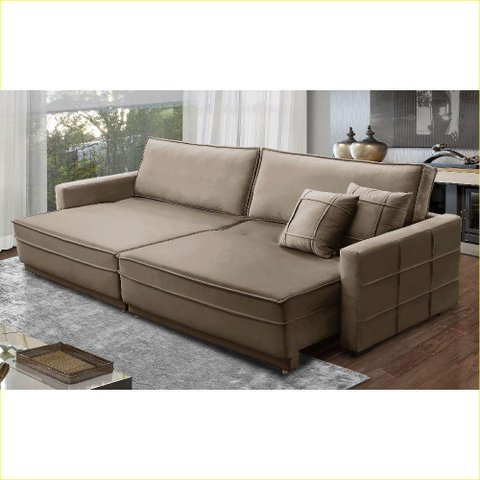Sofá Cama Retrátil e Reclinável 2,30m com Molas Karina Veludo Rover & Beato