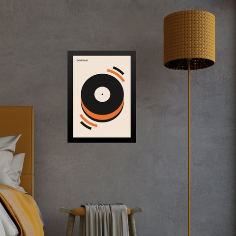 Quadro Orange Bauhaus - Musical Happiness 45x34cm - com Vidro:moldura Preta