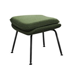 Poltrona Womb Chair com Puff Base Preta Linho Verde - 4
