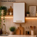 Ver imagem 2 de Armário Aéreo Dulce 40cm 1 Porta MDF Porta de Bater Freijó-Branco Luciane Móveis