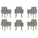 Ver imagem 1 de Kit 06 Poltronas Decorativa Recepção Oferta Balaqui Linho Cor:linho Grafite