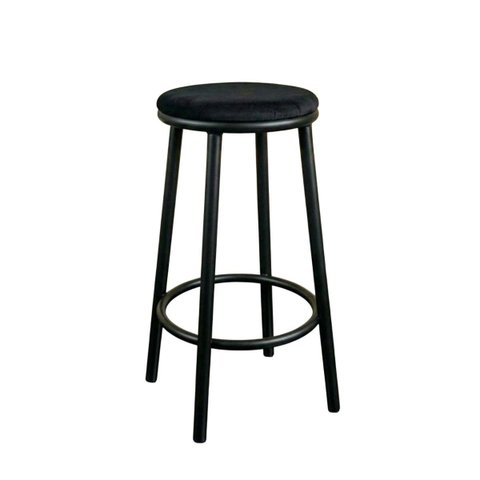 Banqueta Alta Redonda Moderna Casa Bar Gourmet Suede Eva:Preto