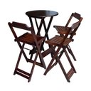 Ver imagem 2 de Kit 3 Conjuntos de Mesa Bistrô Dobraveis em Madeira Padrão com 3 Banquetas Altas - Imbuia