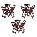 Ver imagem 1 de Kit 3 Conjuntos de Mesa Bistrô Dobraveis em Madeira Padrão com 3 Banquetas Altas - Imbuia