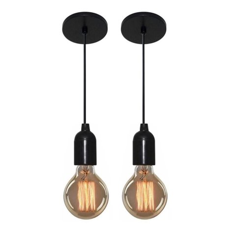 Kit/2 Lustre Pendente Luminária Md-4149 Suporte para Lâmpada / Não Inclusa - Bivolt