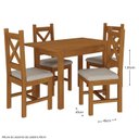 Ver imagem 5 de Conjunto Mesa 120x80cm c/4 Cadeiras X Estofadas Madeira Maciça Marrom/Mogno Mel/Cinza