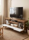 Ver imagem 3 de Rack para TV com Painel e Prateleira 150cm Retro MDF Freijó Dallas - On Móveis