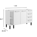 Ver imagem 3 de Balcão Cozinha Evidence Bertolini 1.40 Mt 100% Aço - 2 Portas- 4 Gavetas - Branco