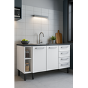 Ver imagem 2 de Balcão Cozinha Evidence Bertolini 1.40 Mt 100% Aço - 2 Portas- 4 Gavetas - Branco
