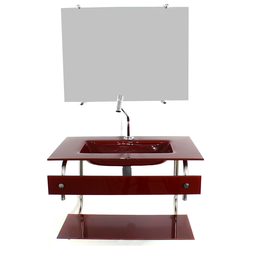 GABINETE DE VIDRO PARA BANHEIRO CUBA ACOPLADA 50CM INOX VERMELHO CEREJA - 1