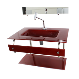 GABINETE DE VIDRO PARA BANHEIRO CUBA ACOPLADA 50CM INOX VERMELHO CEREJA - 3