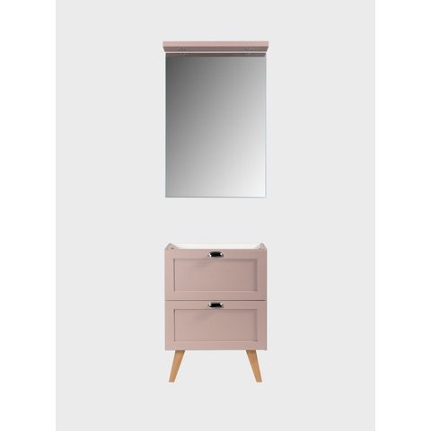 Gabinete para Banheiro com Espelheira 60cm Retro Mdf Salmao Milano - On Móveis