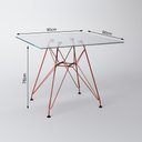 Ver imagem 2 de Mesa Eiffel Quadrada 90cm Tampo de Vidro com Base de Ferro Cobre