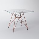 Ver imagem 1 de Mesa Eiffel Quadrada 90cm Tampo de Vidro com Base de Ferro Cobre