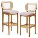 Ver imagem 1 de Kit 02 Banquetas Altas Para Cozinha Bancada Sala Tela Betta Fixa L02 Suede Rosê - Lyam Lyam Decor