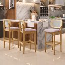 Ver imagem 2 de Kit 02 Banquetas Altas Para Cozinha Bancada Sala Tela Betta Fixa L02 Suede Rosê - Lyam Lyam Decor