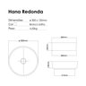 Cuba Apoio para Banheiro Redonda 30cm Lavabo Hana Mondialle - 3