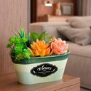 Ver imagem 3 de Arranjo Suculenta Vaso Decorativo com Plantas Artificiais Verde