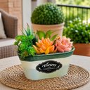 Ver imagem 5 de Arranjo Suculenta Vaso Decorativo com Plantas Artificiais Verde
