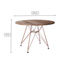 Ver imagem 2 de Mesa Eiffel Redonda 110cm Tampo De Madeira Amendôa Com Base De Ferro Cobre
