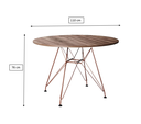 Ver imagem 2 de Mesa Eiffel Redonda 110cm Tampo De Madeira Amendôa Com Base De Ferro Cobre