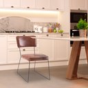 Ver imagem 6 de Kit 2 Cadeiras de Jantar Decorativa Base Aço Preto Luigi PU Caramelo - Gran Belo