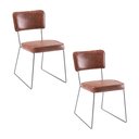 Ver imagem 1 de Kit 2 Cadeiras de Jantar Decorativa Base Aço Preto Luigi PU Caramelo - Gran Belo
