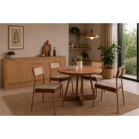 Mesa Cozinha Átria 100 + 4 Cad Lux Rose/Caramelo Carraro