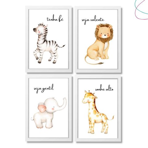 Quadros Decorativos Infantil Sáfari Baby:branca