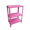 Ver imagem 1 de Estante de Aço Rosa Mini com 3 Prateleiras 45x30cm 45kg Coluna Bipartida para Escritório Quartos