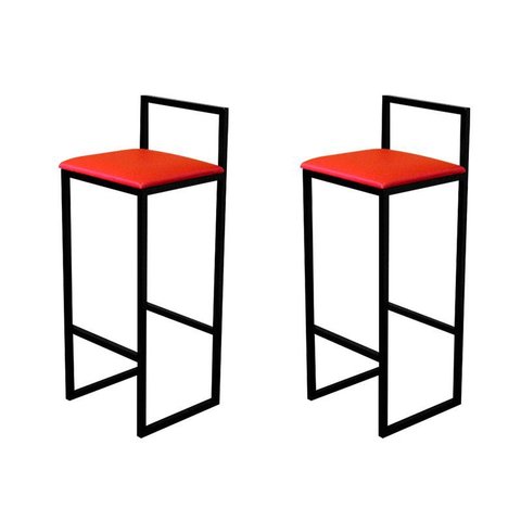 2 Banquetas Bistro Industrial Assento Estofado:vermelho