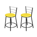 Ver imagem 1 de Jogo 2 Banqueta Baixa Para Cozinha Epoxi Craqueada Assento Estofado