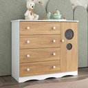 Ver imagem 1 de Cômoda Infantil 95cm 1 Porta com Vidro e 4 Gavetas Sonho Multimóveis Mp4474 Branco/madeirado
