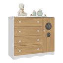 Ver imagem 2 de Cômoda Infantil 95cm 1 Porta com Vidro e 4 Gavetas Sonho Multimóveis Mp4474 Branco/madeirado