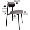 Ver imagem 7 de Kit 04 Cadeiras Estofada para Sala de Jantar Astrid Preto C01 Linho Cinza Courino Preto - Lyam Decor