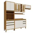 Ver imagem 2 de Armário de Cozinha Modulada com Balcão e Tampo 9 Portas 5 Gavetas Pérola 100% Mdf Vidro Reflecta Amê