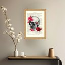 Ver imagem 1 de Quadro Decorativo Crânio com Rosas 24x18cm - com Vidro:moldura Preta
