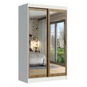 Ver imagem 2 de Guarda-Roupa Solteiro Madesa Tokio 2 Portas de Correr de Espelho 2 Gavetas Branco/Rustic Cor:Branco/