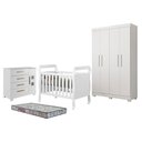 Ver imagem 1 de Kit Quarto de Bebê Guarda Roupa Florida com Cômoda Fly e Berço Soninho com Colchão Sleep 4P 3g