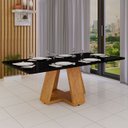 Ver imagem 1 de Mesa de Jantar 6 Lugares Retangular com Vidro Temperado Pés em Mdf Resistente:preto